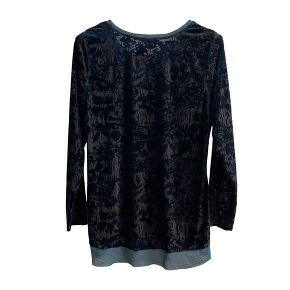 Simply Vera Wang Top Womens XL Dark Burnout Velvet Long‎ Tunic Fairy Whimsigoth - Picture 4 of 9